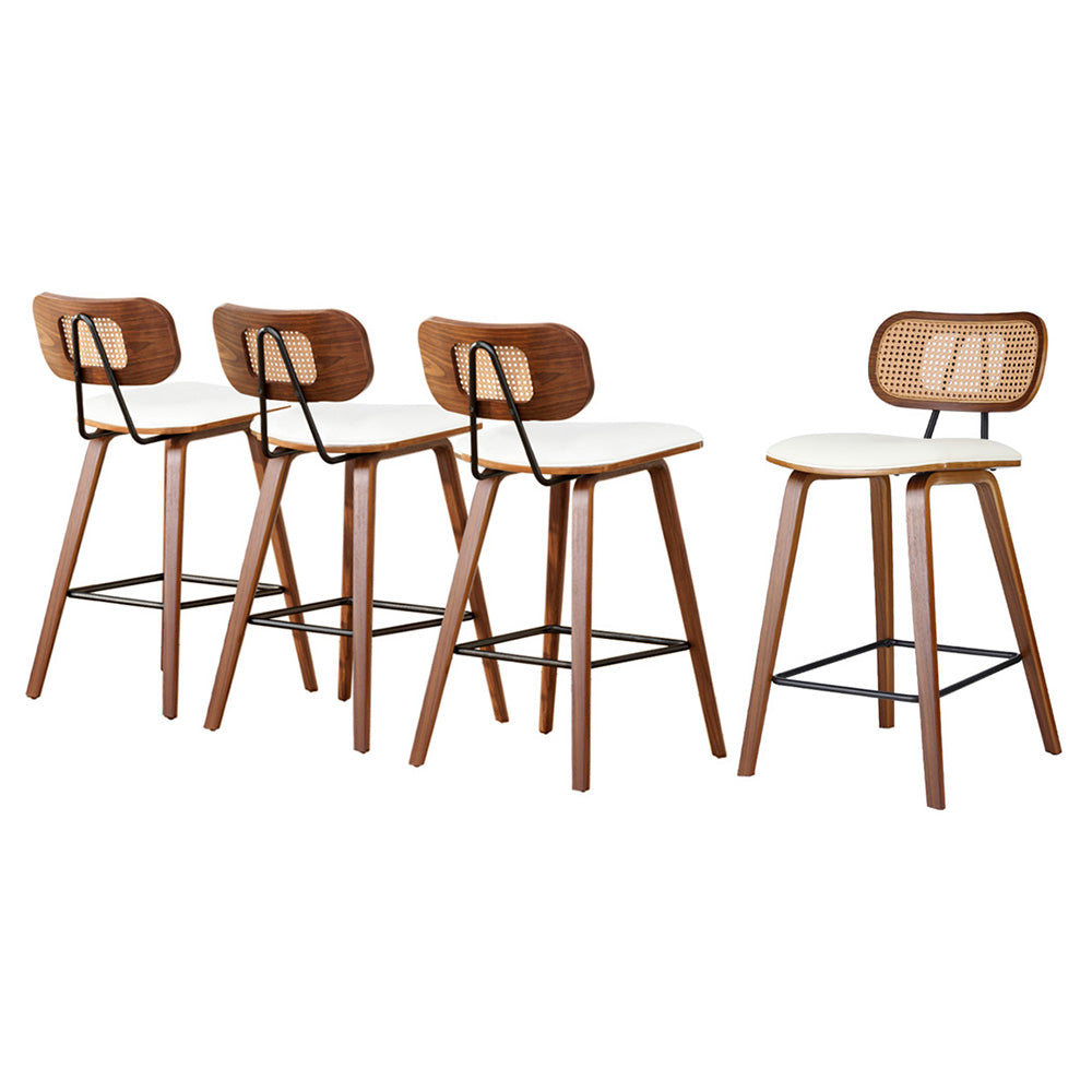Grace PU Leather & Rattan Counter Stool - Beige (Set of 4)