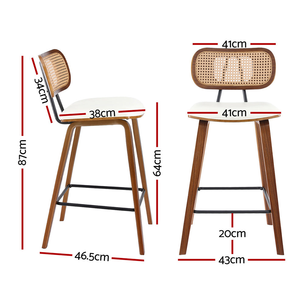 Grace PU Leather & Rattan Counter Stool - Beige (Set of 4)