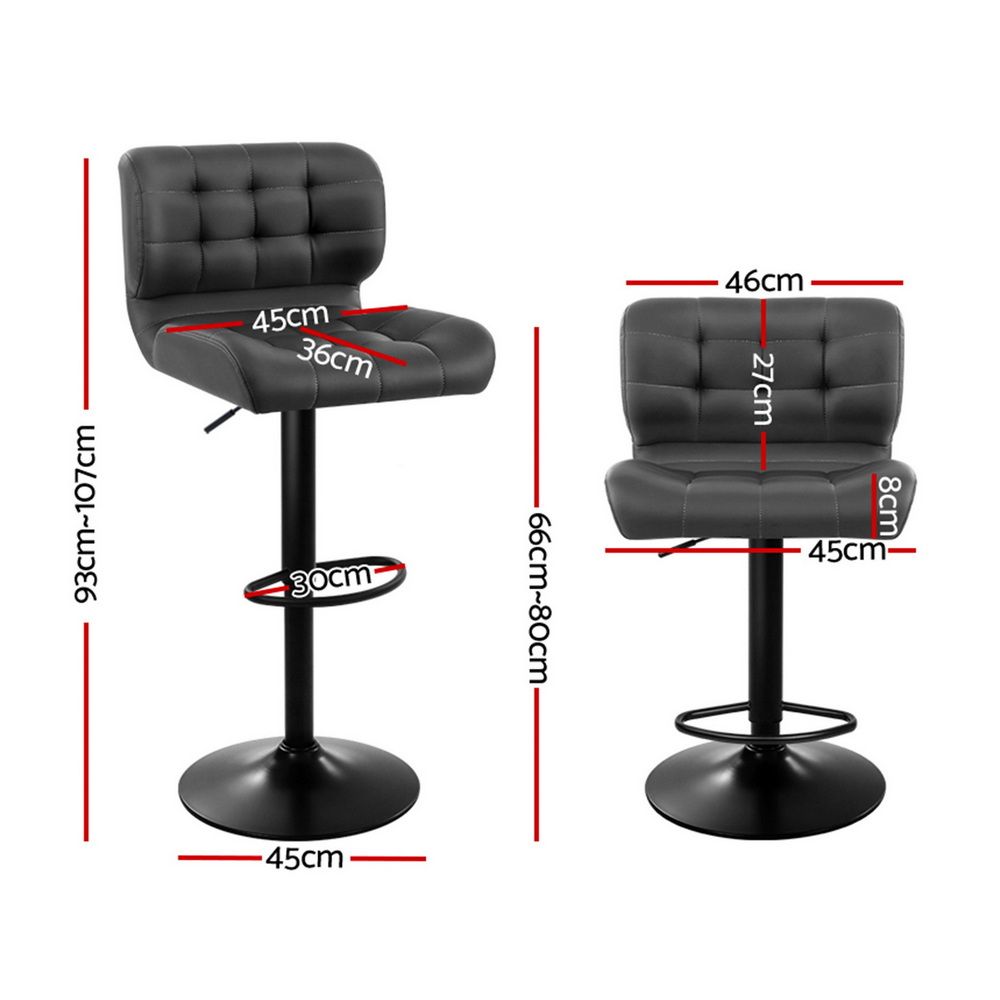 Sophie PU Leather Counter Stool - Grey (Set of 2)