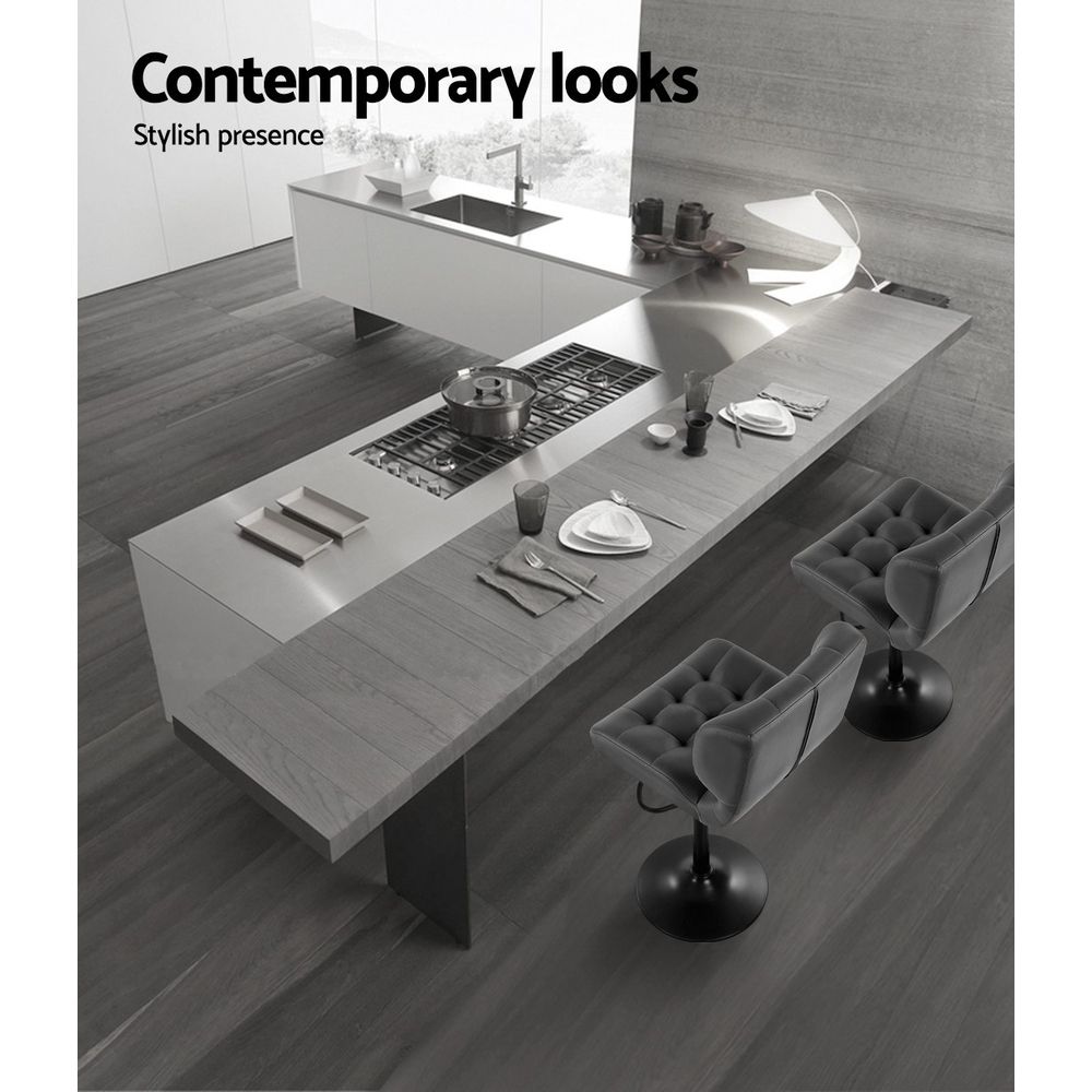 Sophie PU Leather Counter Stool - Grey (Set of 2)