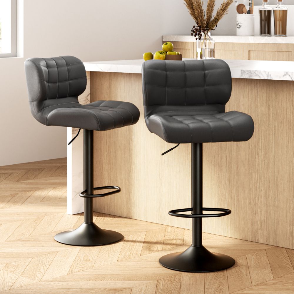 Sophie PU Leather Counter Stool - Grey (Set of 2)