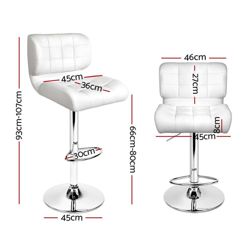 Alfred PU Leather Counter Stool - White (Set of 2)