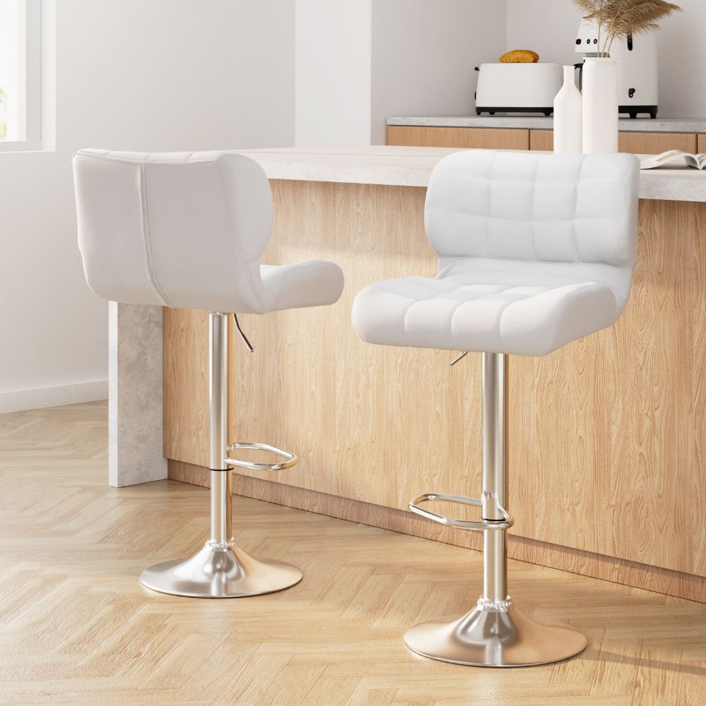 Alfred PU Leather Counter Stool - White (Set of 2)