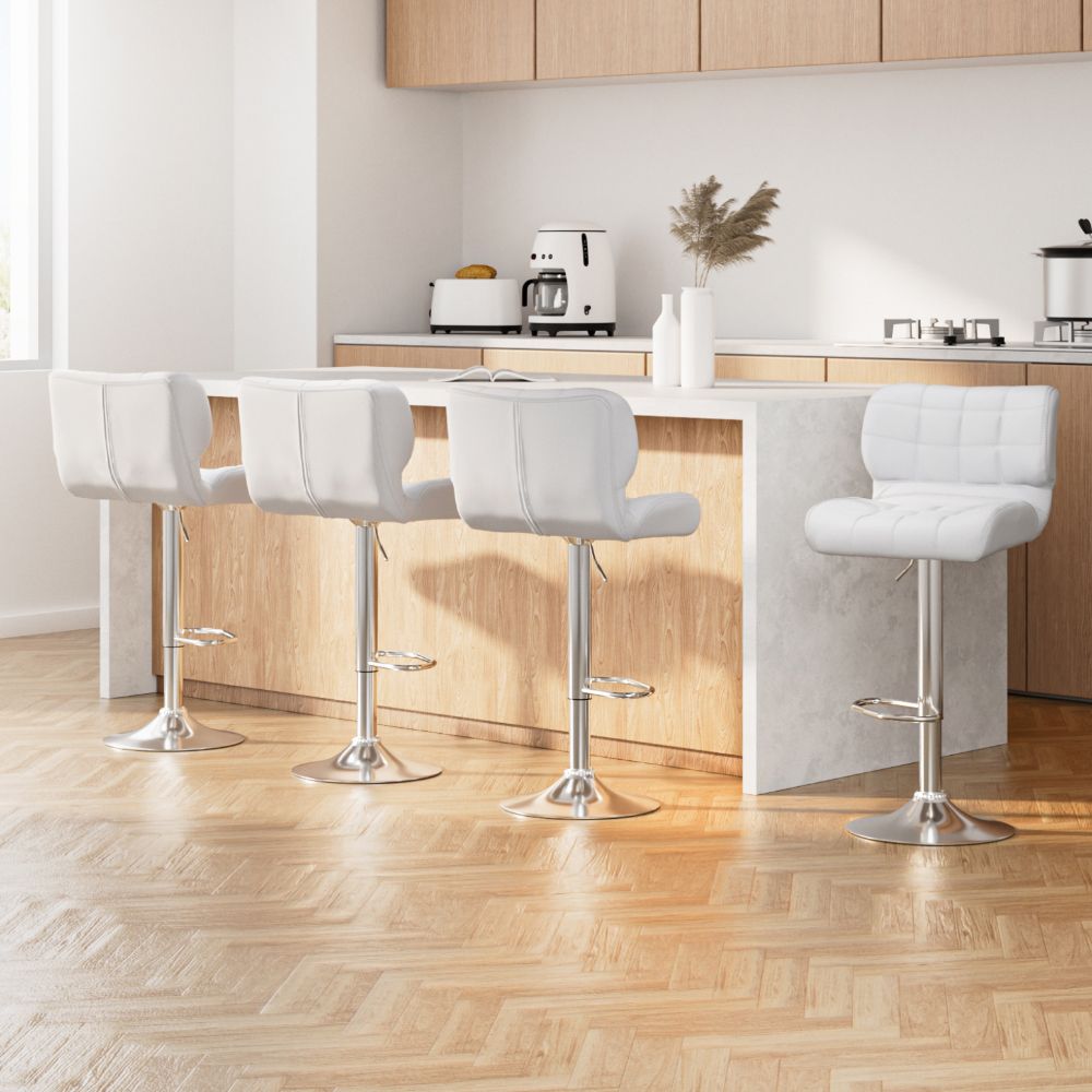 Alfred PU Leather Counter Stool - White (Set of 4)