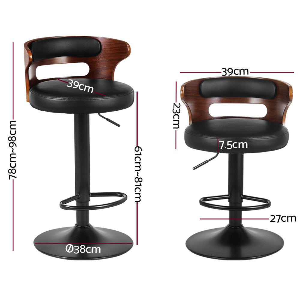 Luca PU Leather Counter Stool - Black (Set of 2)