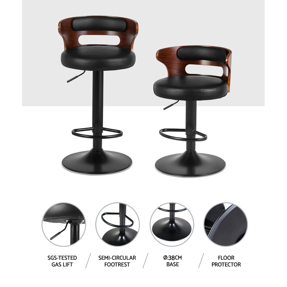 Luca PU Leather Counter Stool - Black (Set of 2)