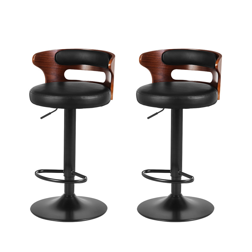 Luca PU Leather Counter Stool - Black (Set of 2)