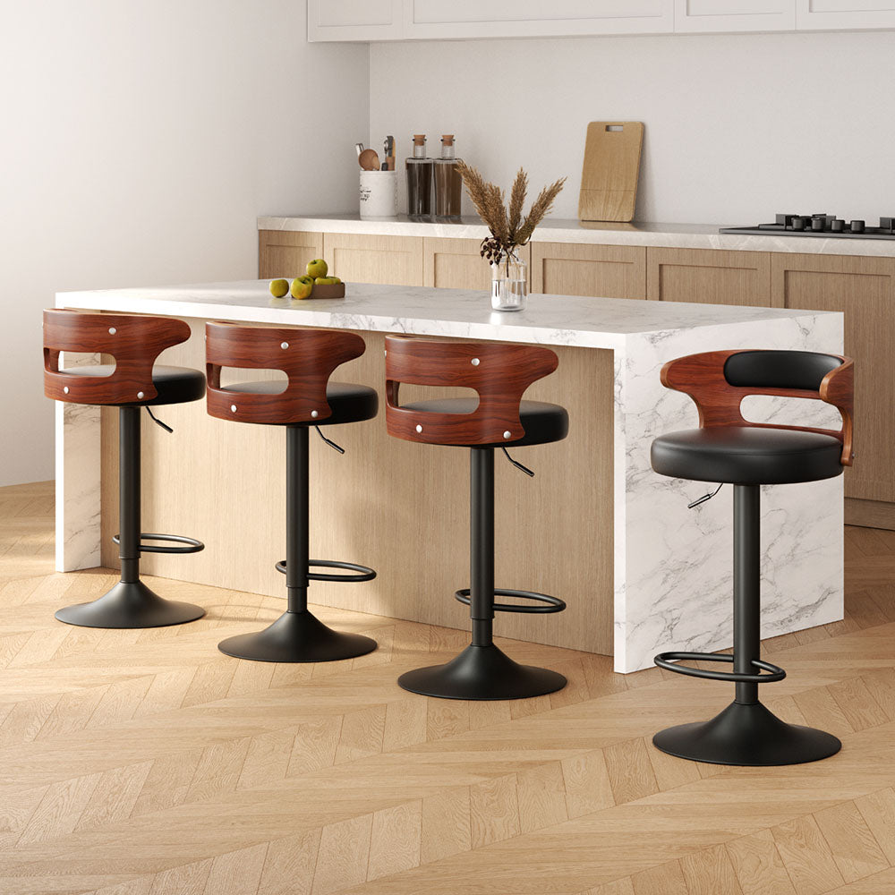 Luca PU Leather Counter Stool - Black (Set of 4)