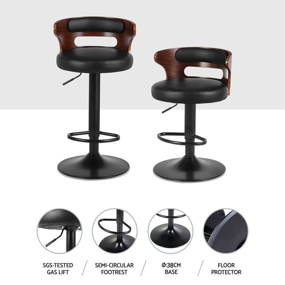 Luca PU Leather Counter Stool - Black (Set of 4)