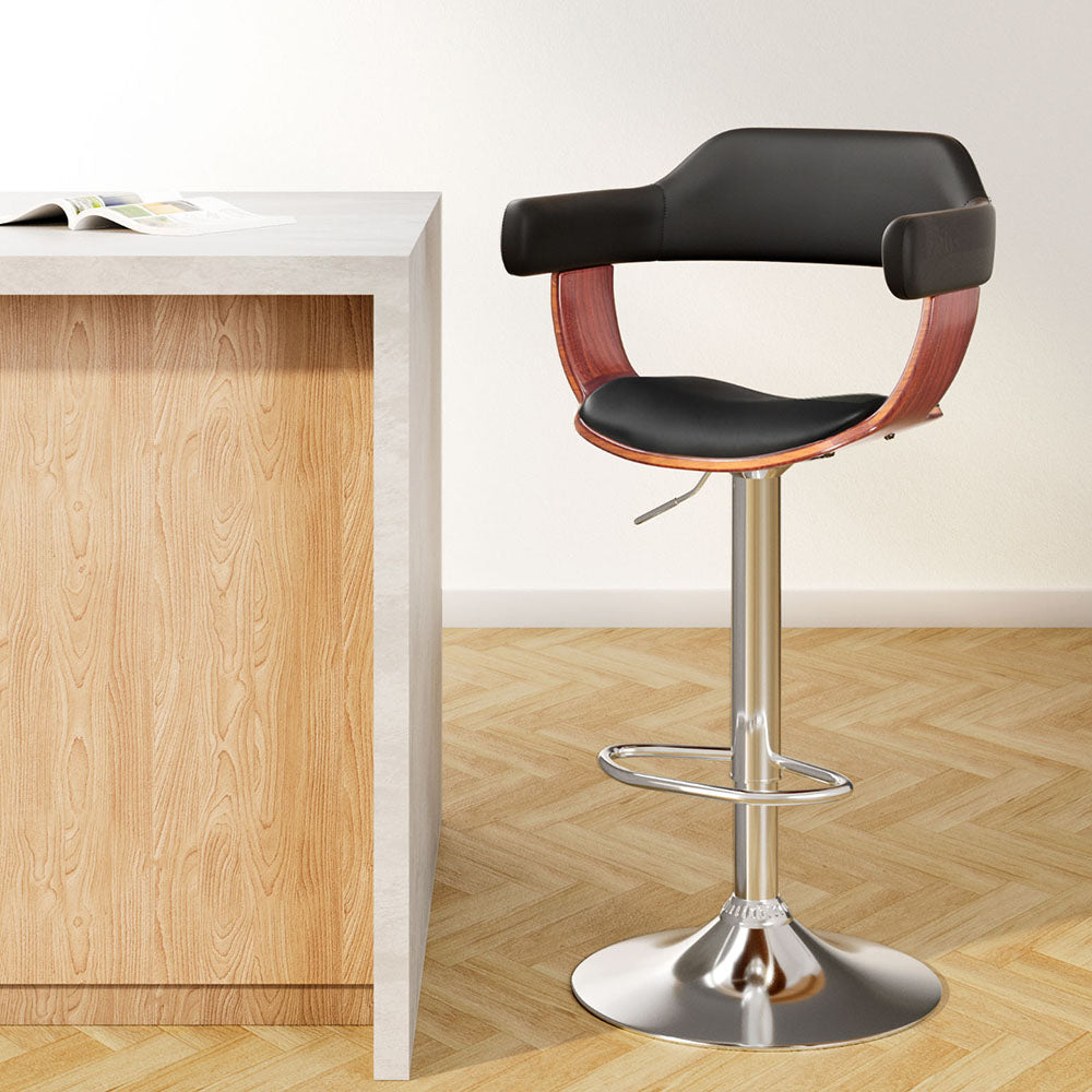 Beatrice PU Leather Counter Stool - Black / Chrome Base