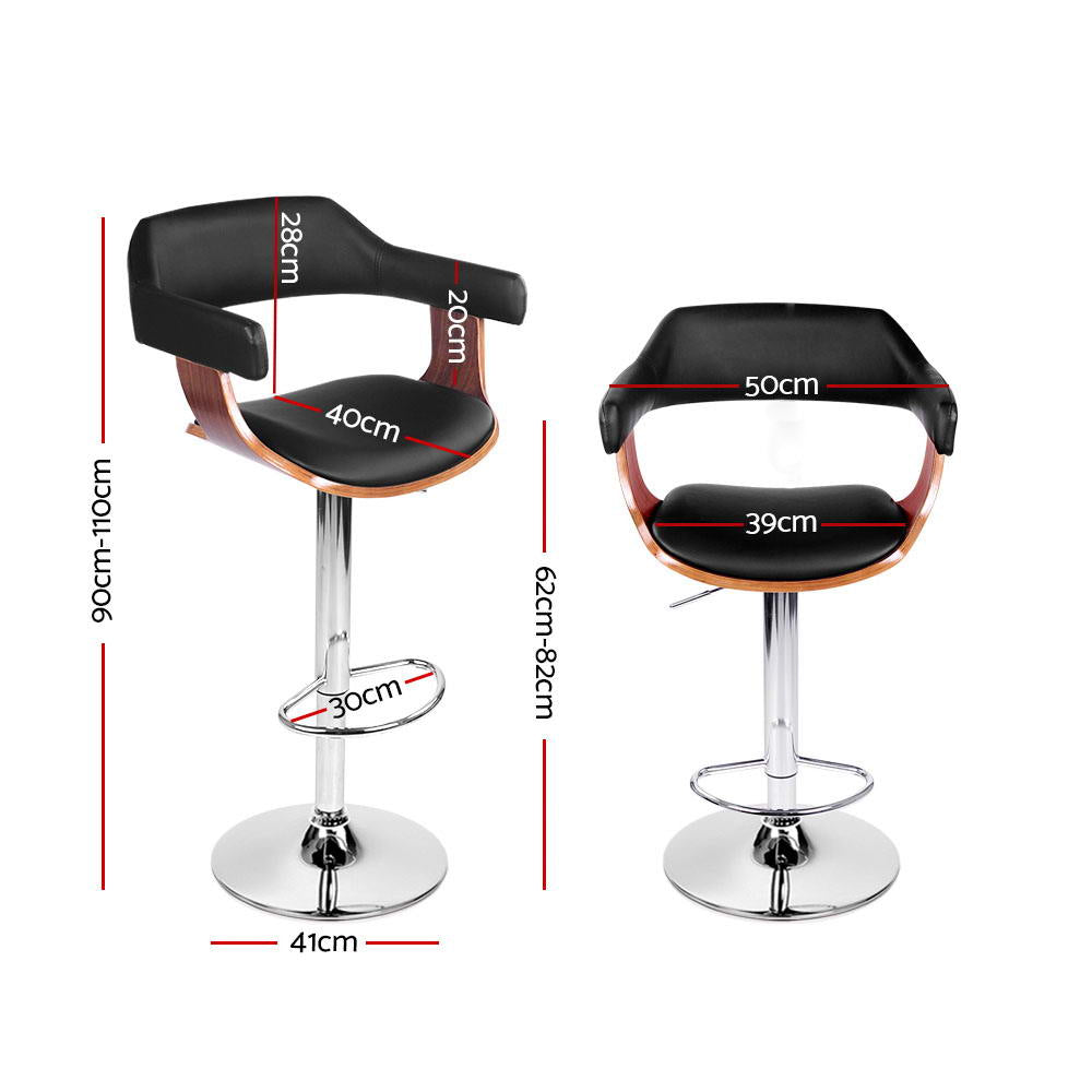 Beatrice PU Leather Counter Stool - Black / Chrome Base (Set of 2)