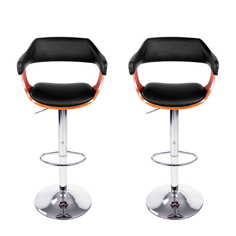 Beatrice PU Leather Counter Stool - Black / Chrome Base (Set of 2)