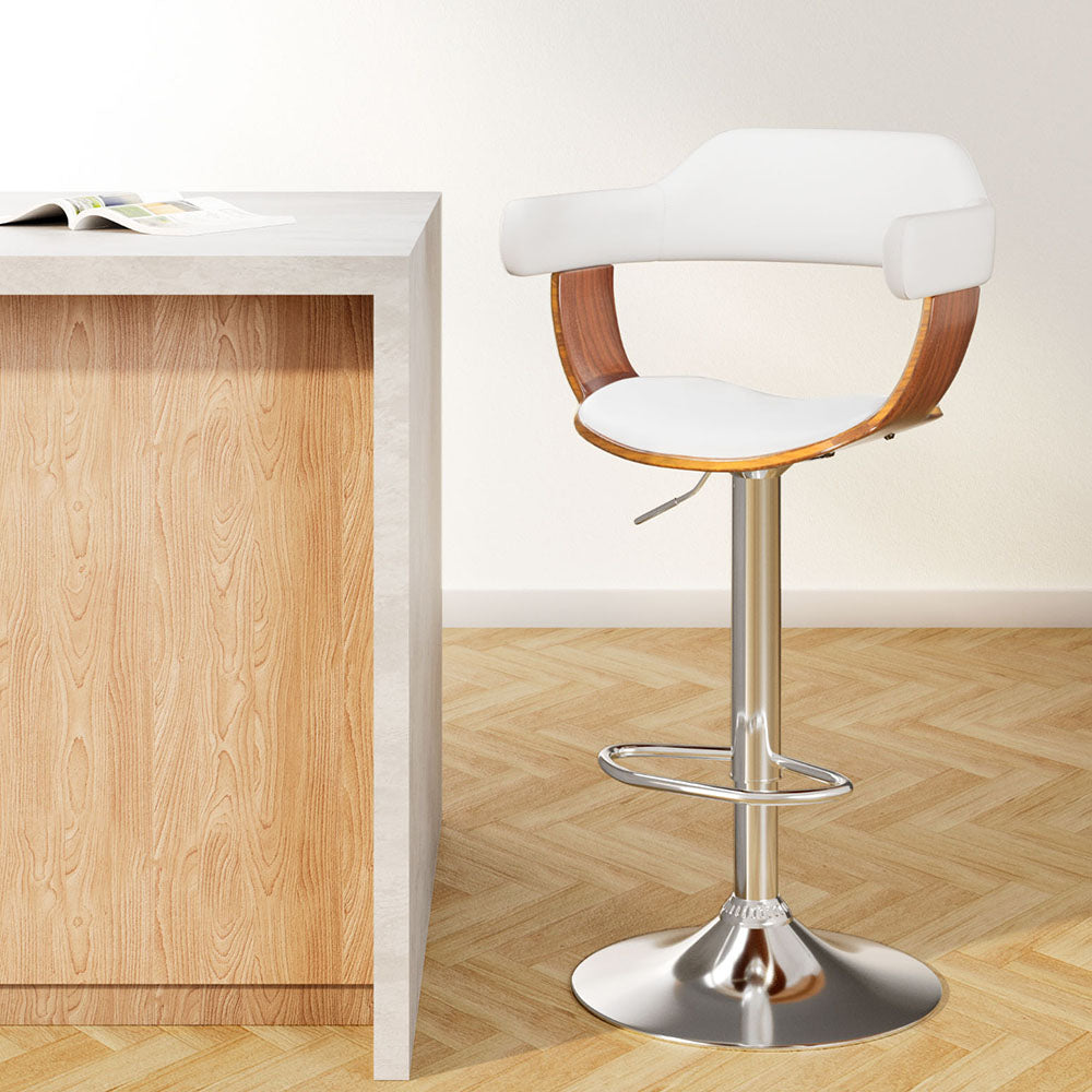 Beatrice PU Leather Counter Stool - White / Chrome Base