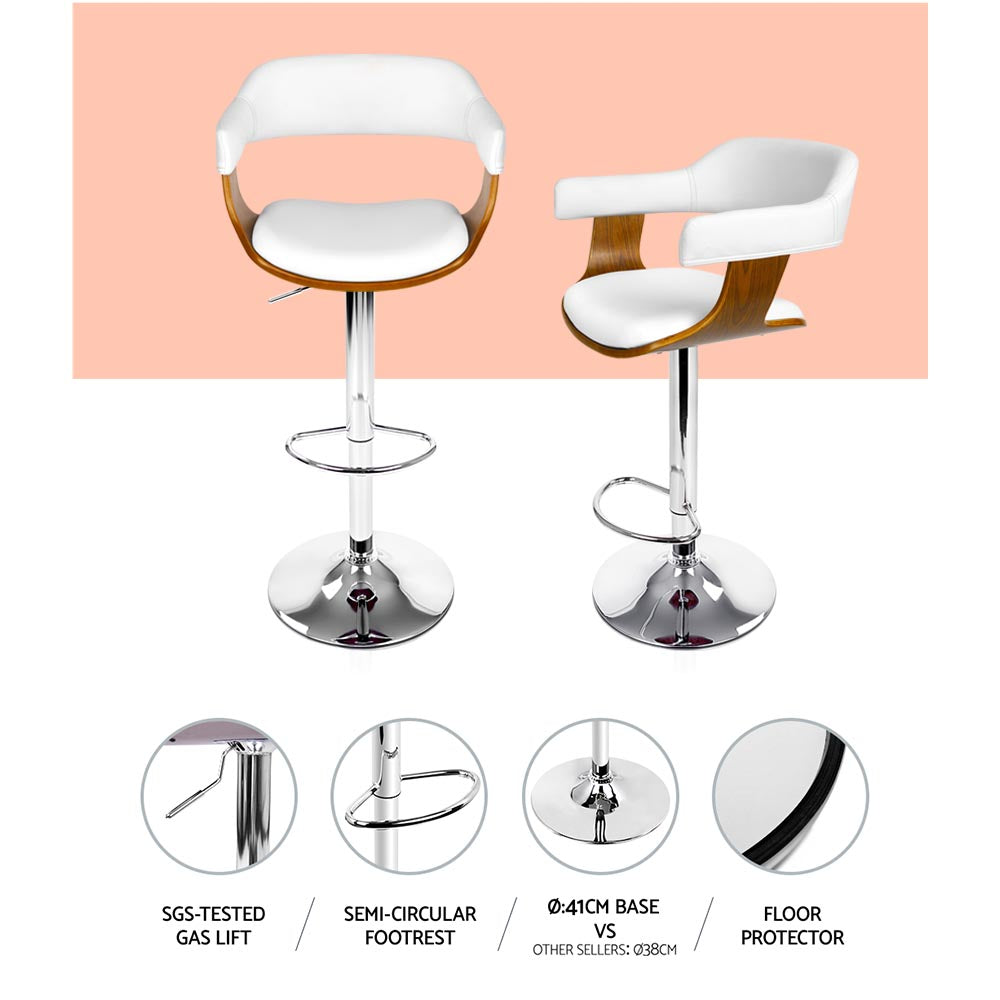 Beatrice PU Leather Counter Stool - White / Chrome Base