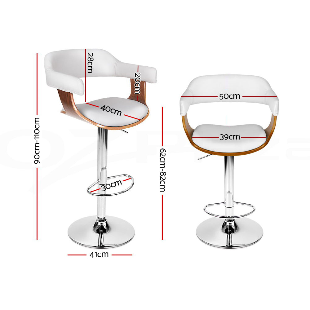 Beatrice PU Leather Counter Stool - White / Chrome Base (Set of 2)
