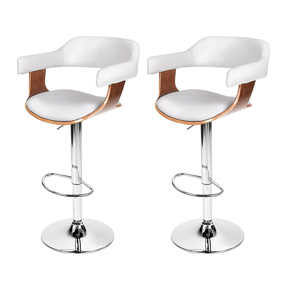 Beatrice PU Leather Counter Stool - White / Chrome Base (Set of 2)