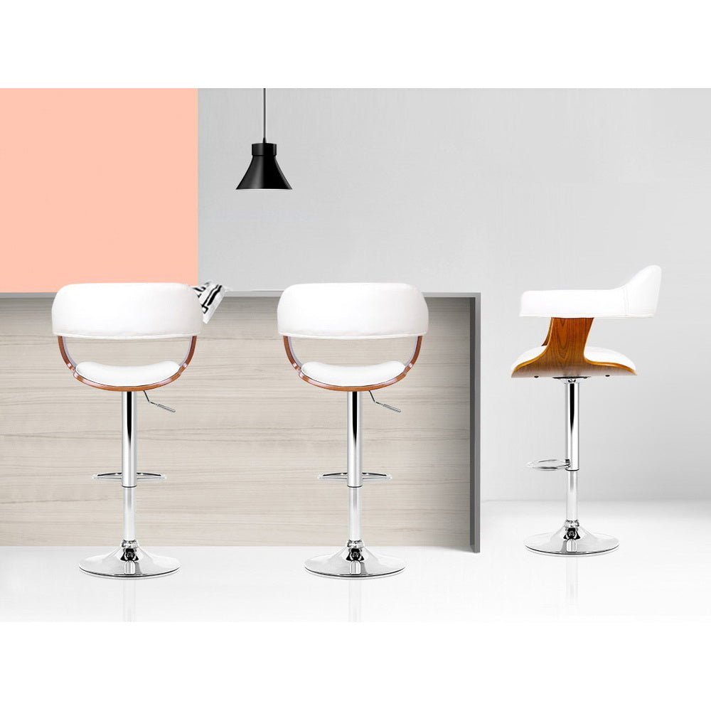 Beatrice PU Leather Counter Stool - White / Chrome Base (Set of 2)