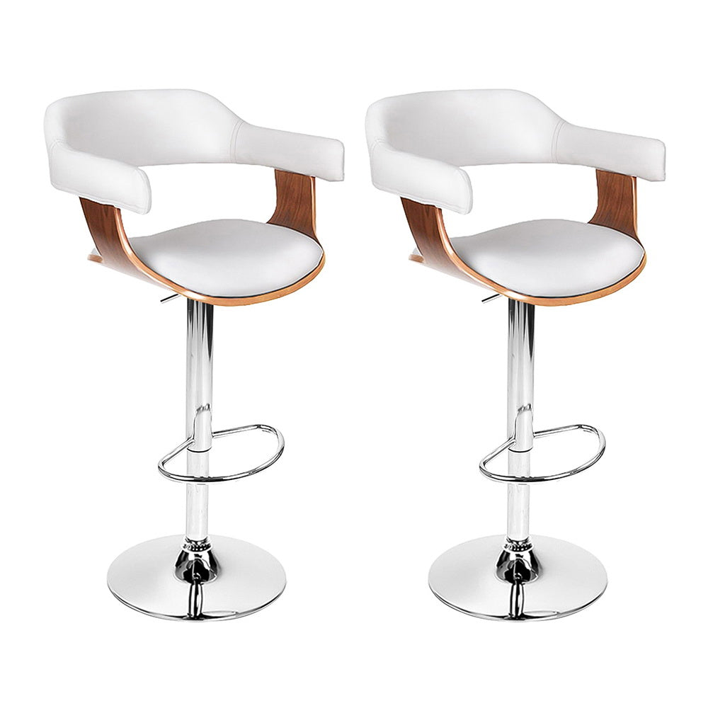 Beatrice PU Leather Counter Stool - White / Chrome Base (Set of 2)