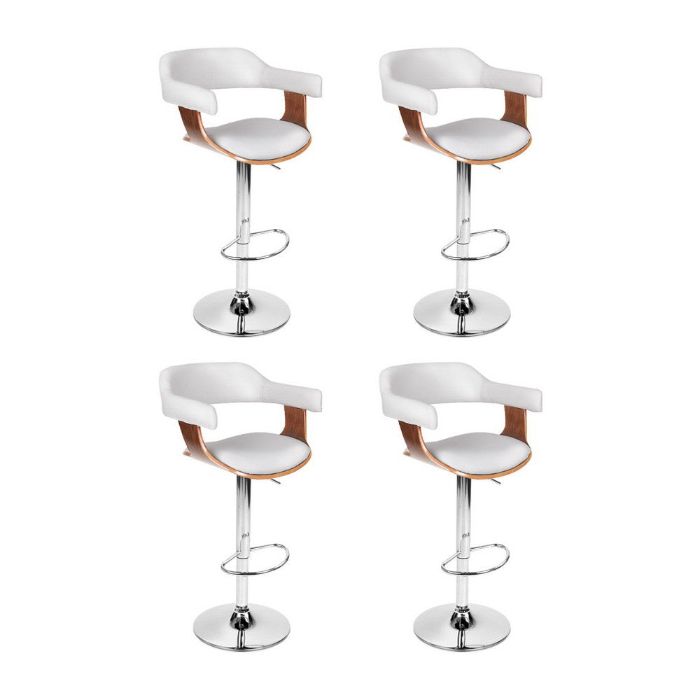 Beatrice PU Leather Counter Stool - White / Chrome Base (Set of 4)