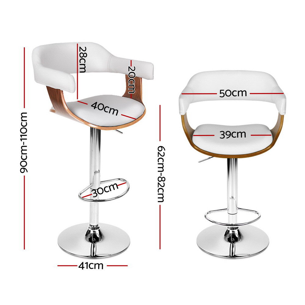 Beatrice PU Leather Counter Stool - White / Chrome Base (Set of 4)