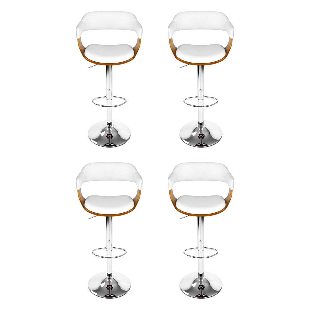 Beatrice PU Leather Counter Stool - White / Chrome Base (Set of 4)