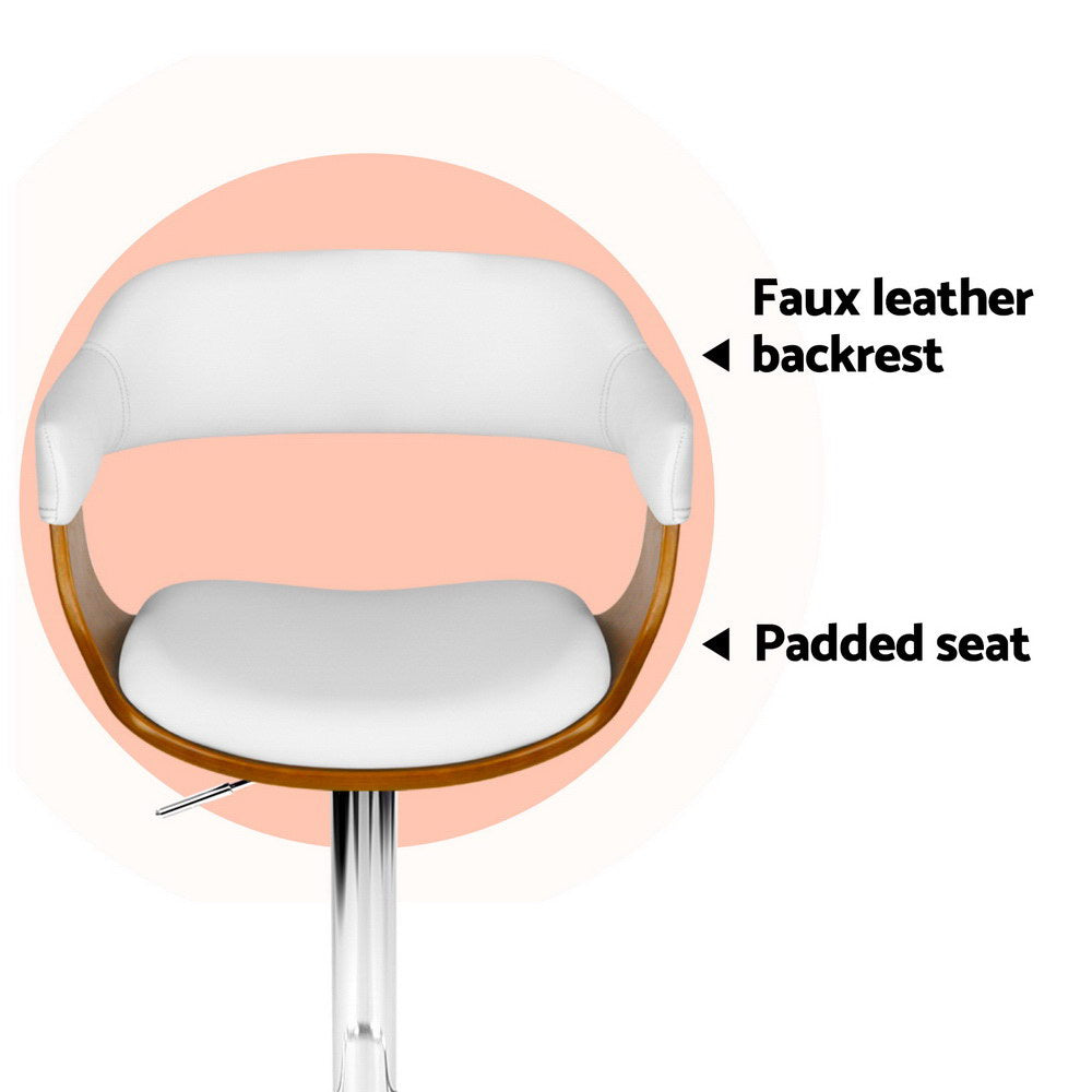 Beatrice PU Leather Counter Stool - White / Chrome Base (Set of 4)