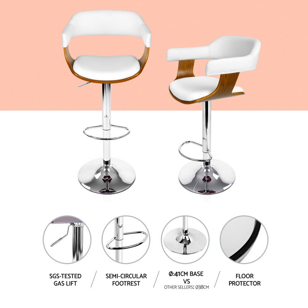 Beatrice PU Leather Counter Stool - White / Chrome Base (Set of 4)