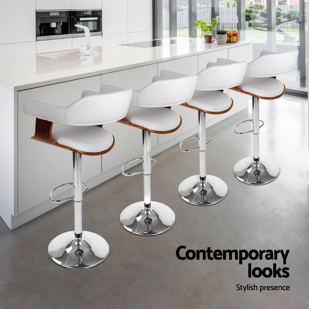 Beatrice PU Leather Counter Stool - White / Chrome Base (Set of 4)