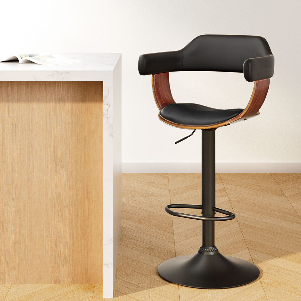 Edward PU Leather Counter Stool - Black / Black Base