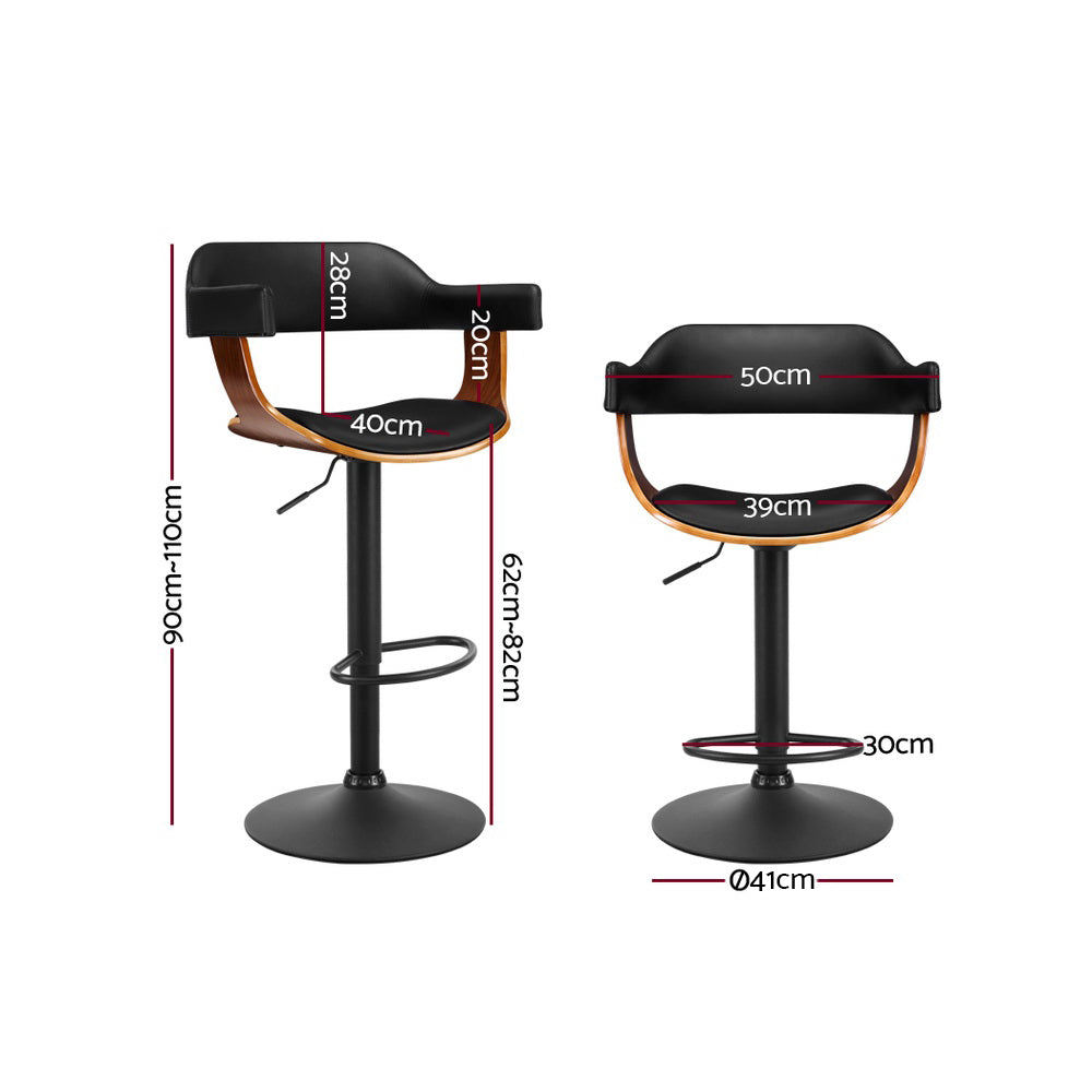 Edward PU Leather Counter Stool - Black / Black Base
