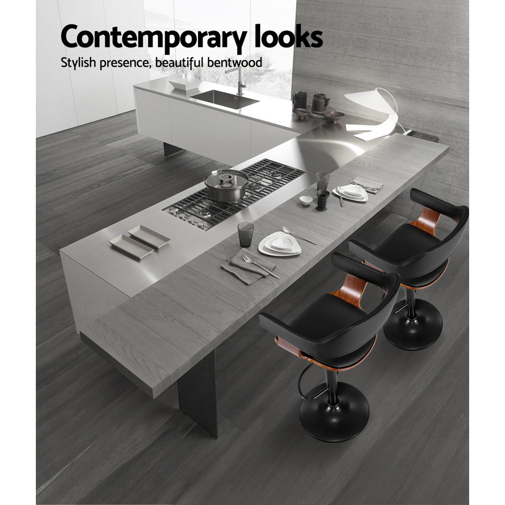 Edward PU Leather Counter Stool - Black / Black Base