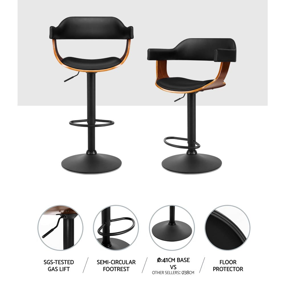 Edward PU Leather Counter Stool - Black / Black Base