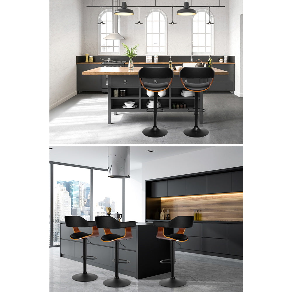 Edward PU Leather Counter Stool - Black / Black Base