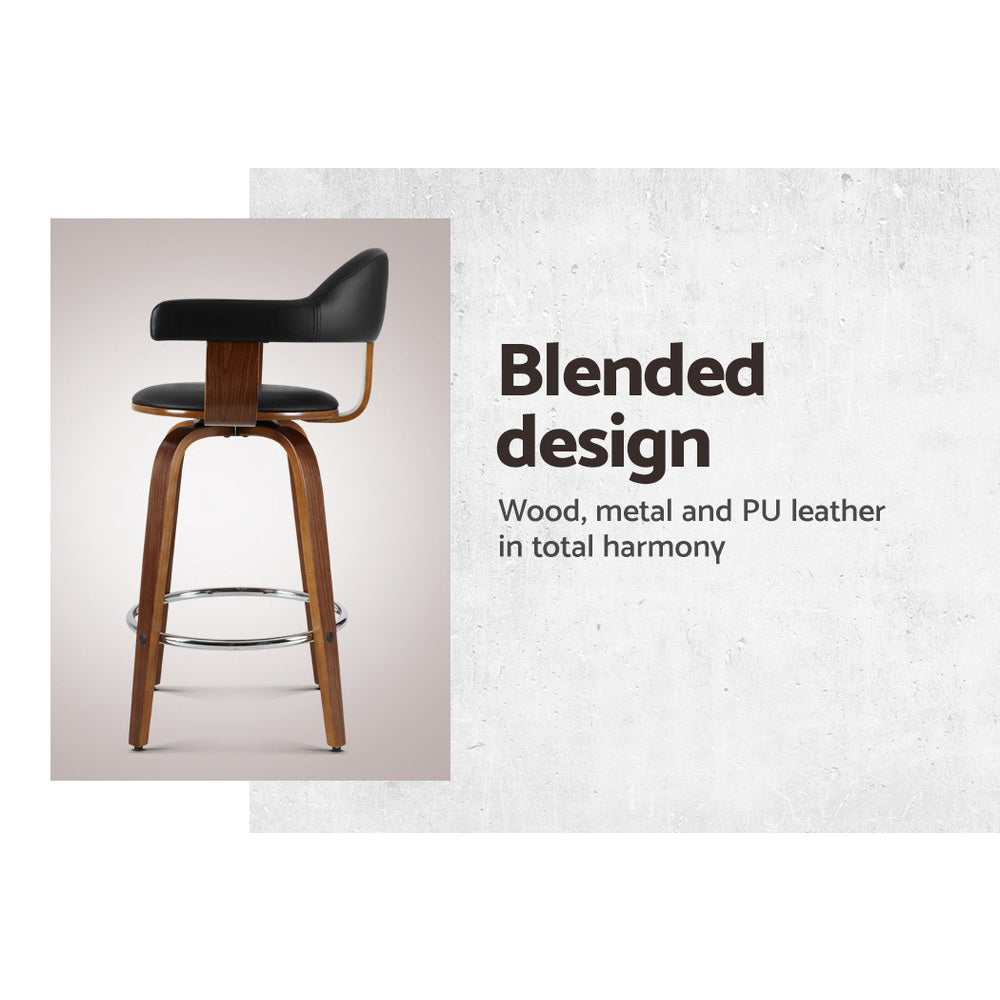 Elsie PU Leather Counter Stool - Black (Set of 2)