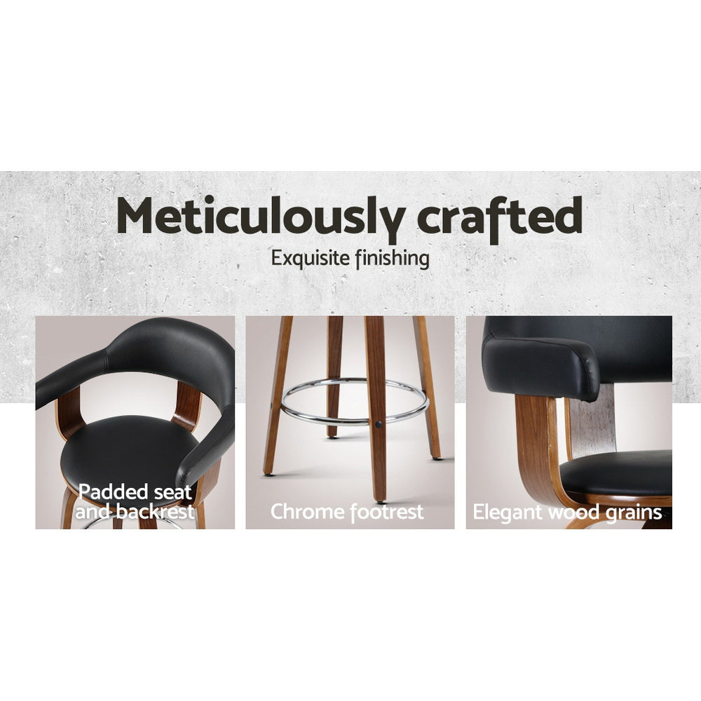 Elsie PU Leather Counter Stool - Black (Set of 2)