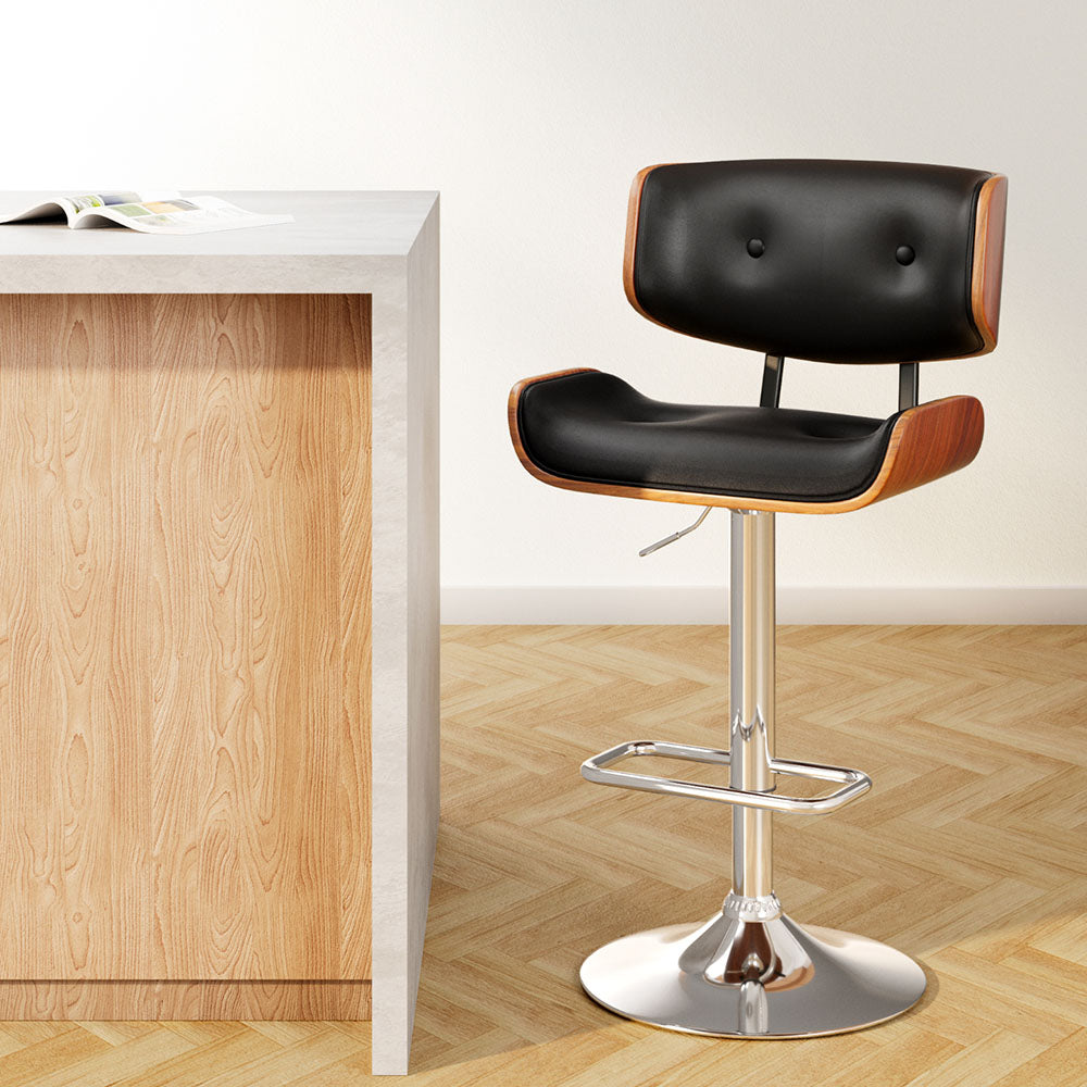 Miles PU Leather Counter Stool - Black / Chrome Base