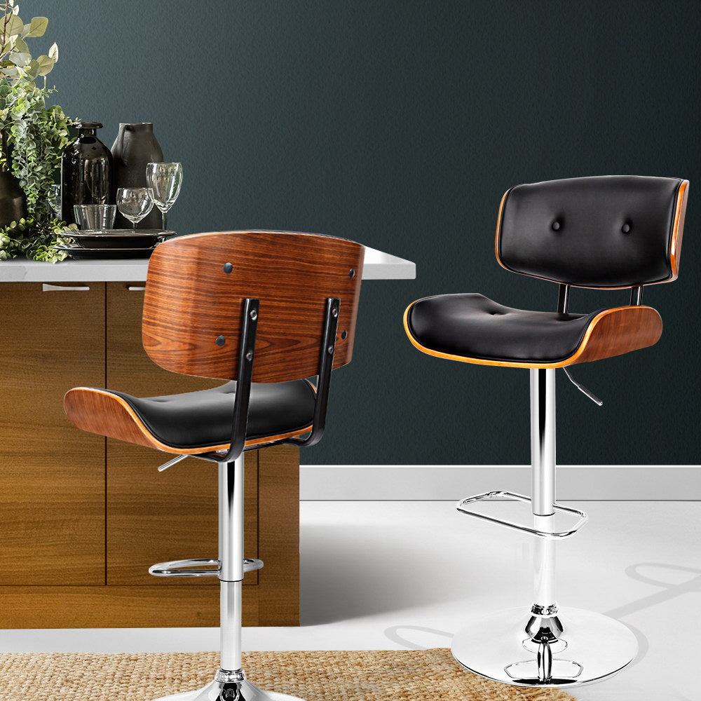 Miles PU Leather Counter Stool - Black / Chrome Base