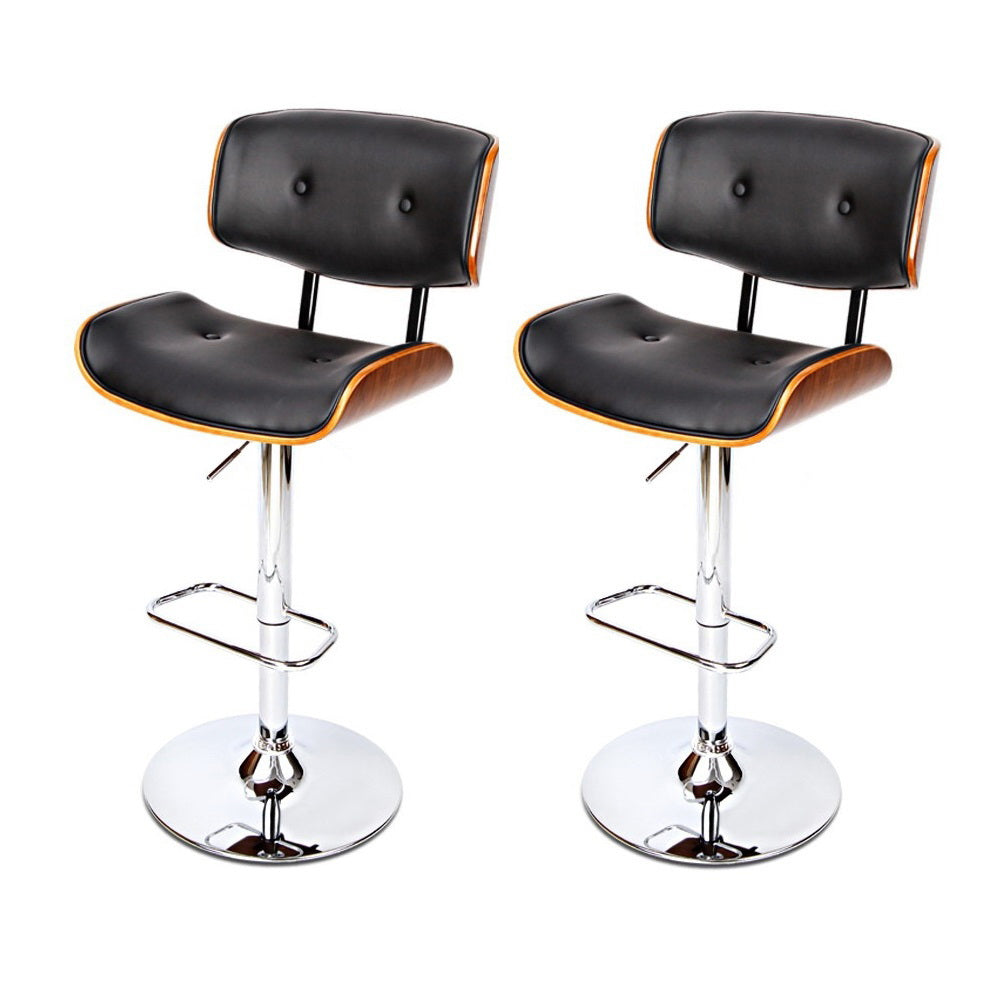 Miles PU Leather Counter Stool - Black / Chrome Base (Set of 2)