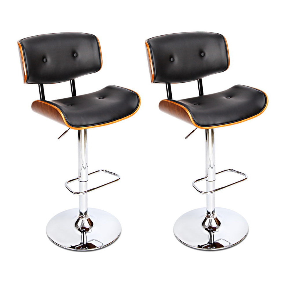 Miles PU Leather Counter Stool - Black / Chrome Base (Set of 2)