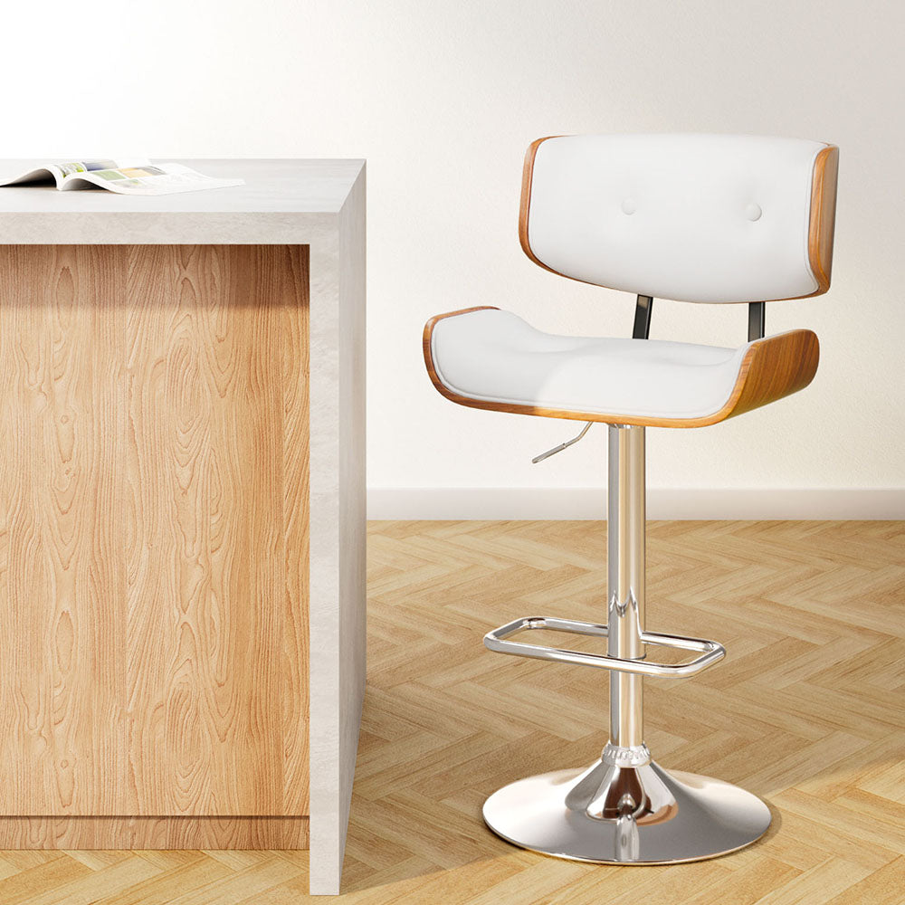 Miles PU Leather Counter Stool - White / Chrome Base