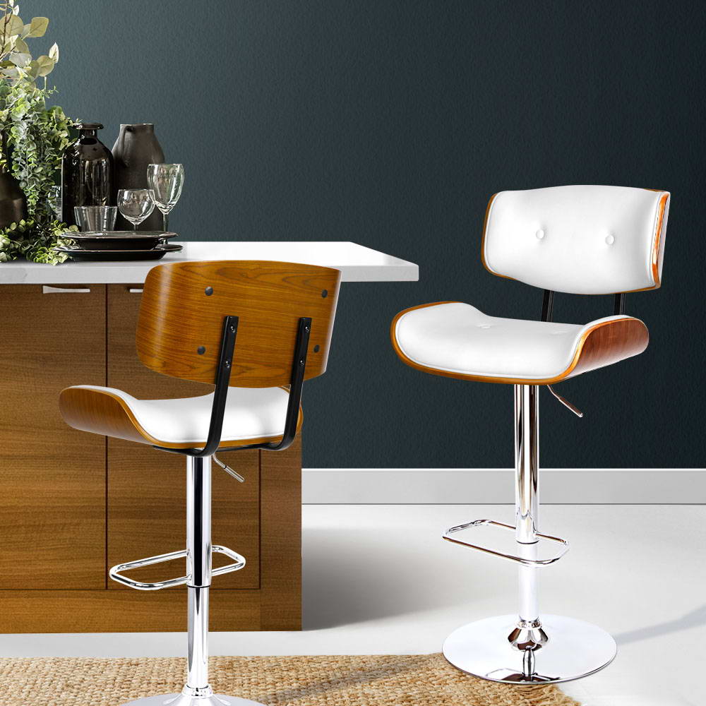 Miles PU Leather Counter Stool - White / Chrome Base