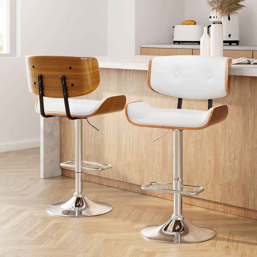 Miles PU Leather Counter Stool - White / Chrome Base (Set of 2)