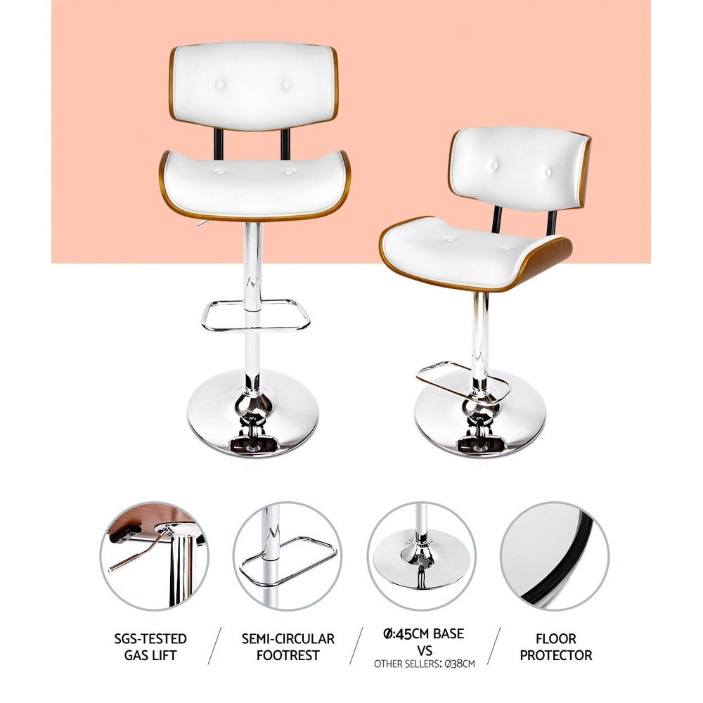 Miles PU Leather Counter Stool - White / Chrome Base (Set of 2)