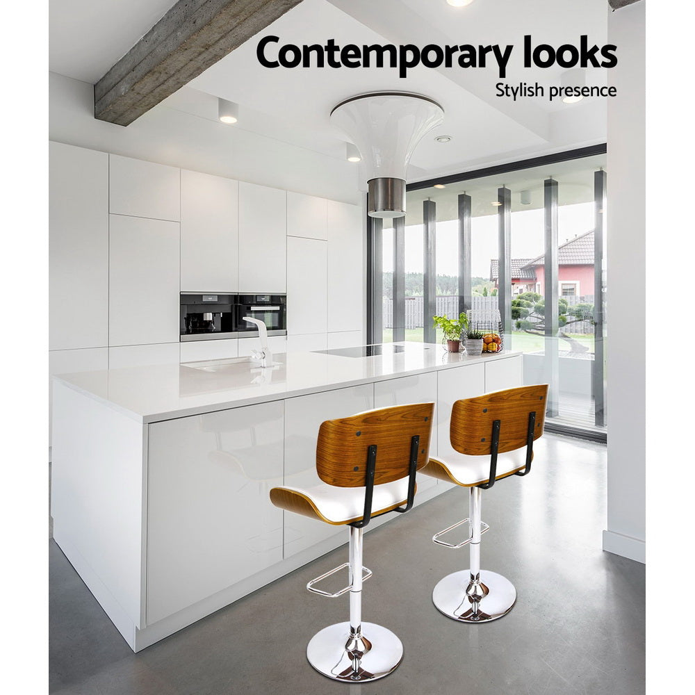 Miles PU Leather Counter Stool - White / Chrome Base (Set of 2)
