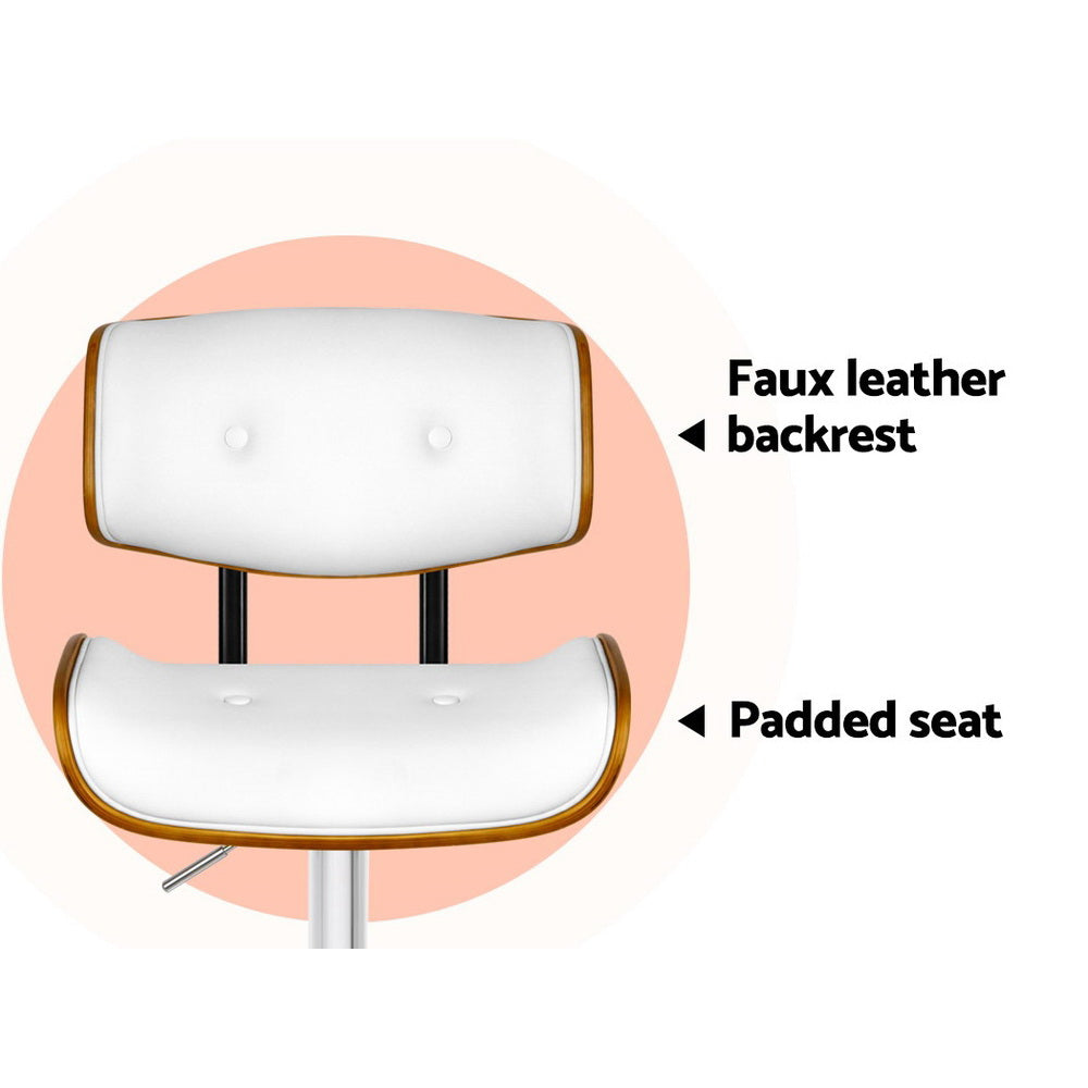 Miles PU Leather Counter Stool - White / Chrome Base (Set of 2)