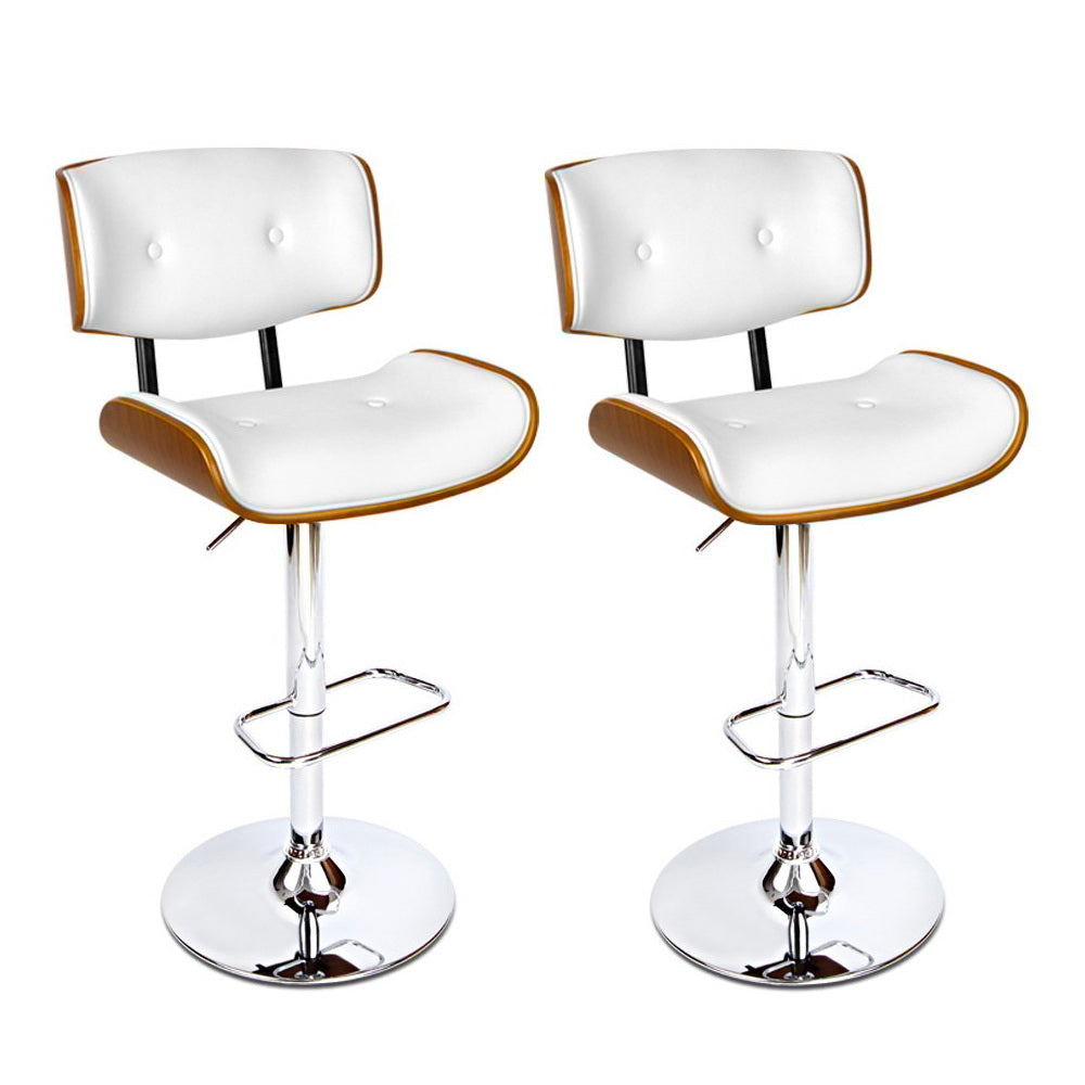 Miles PU Leather Counter Stool - White / Chrome Base (Set of 2)