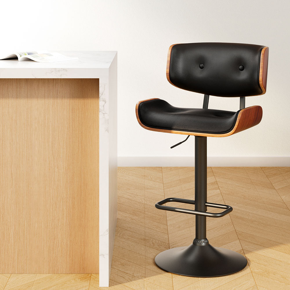 Charlotte PU Leather Counter Stool - Black / Black Base