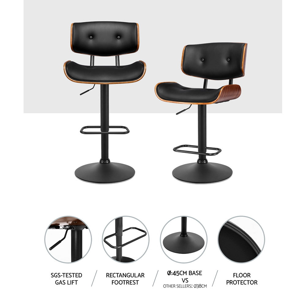 Charlotte PU Leather Counter Stool - Black / Black Base