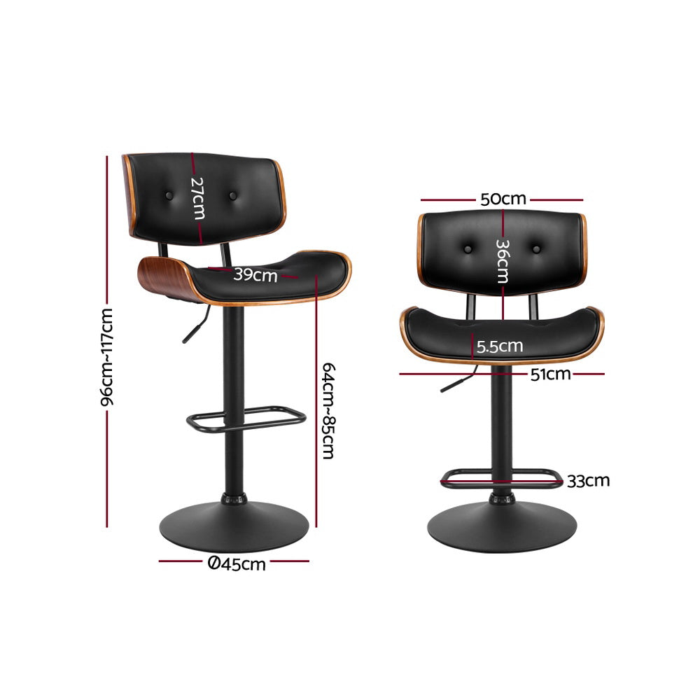 Charlotte PU Leather Counter Stool - Black / Black Base (Set of 2)