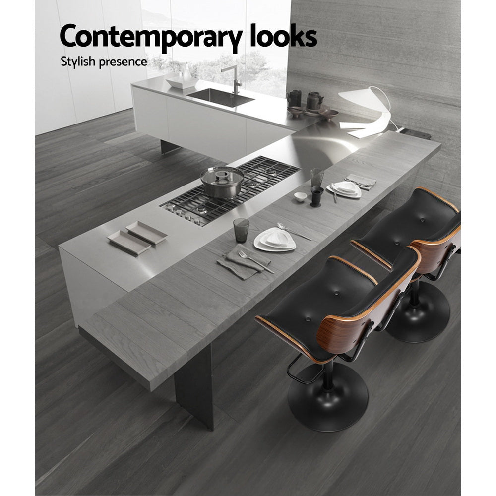 Charlotte PU Leather Counter Stool - Black / Black Base (Set of 2)